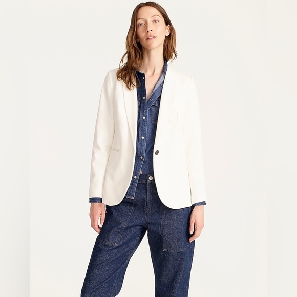 J. Crew Parke blazer in bi-stretch cotton in Ivory NWOT